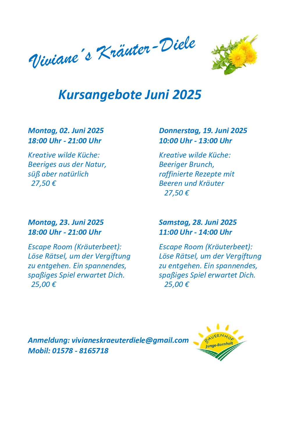 Kräuterdiele Juni 2025